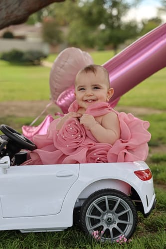 Customer photo review of Elegant Baby Girls Pink Flower Girl One-year-old Princess Toddler Beauty Pageant Dress