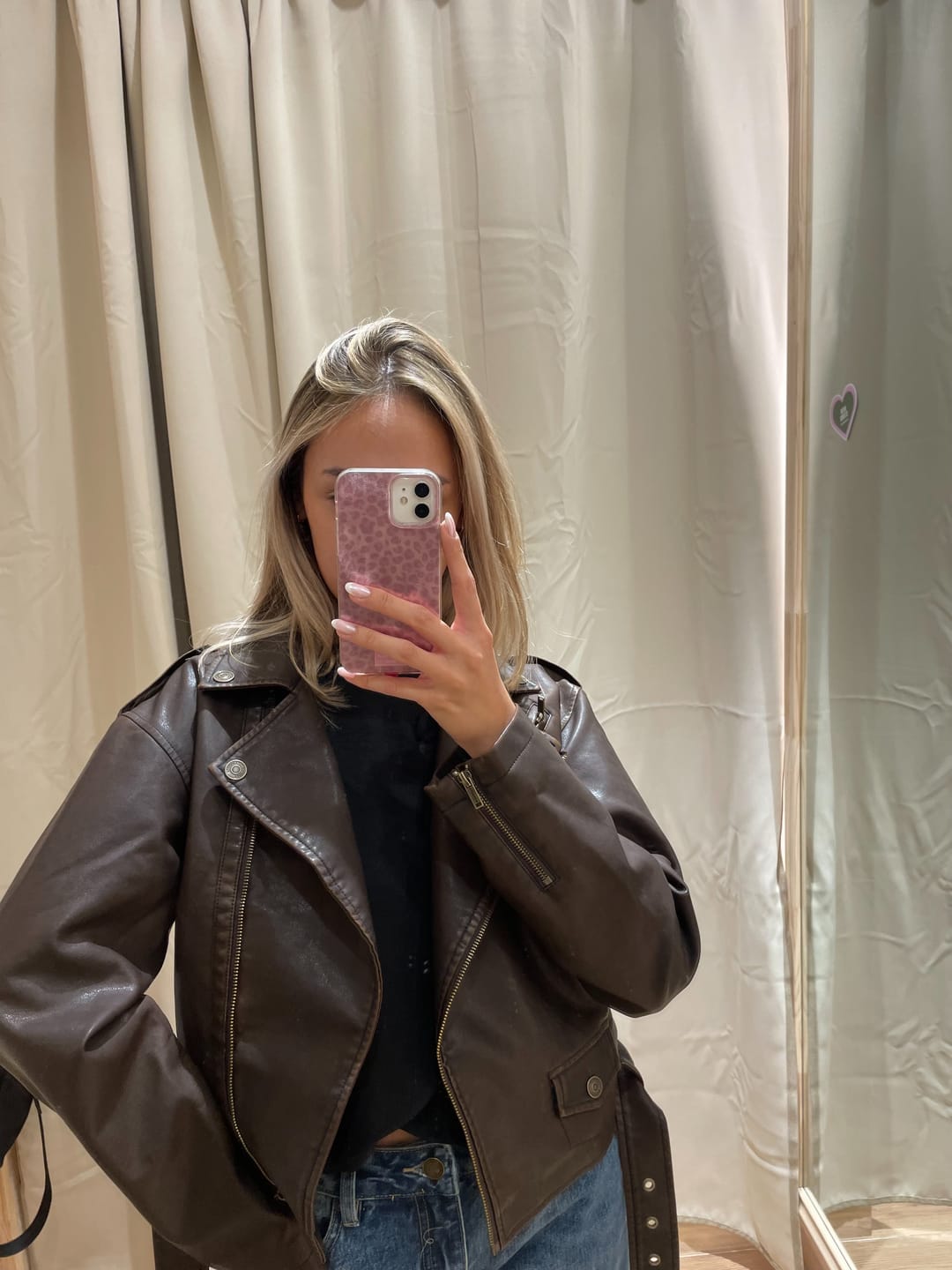 Customer photo review of Chaqueta Biker Brown