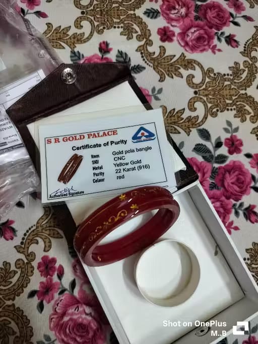 Customer photo review of 22kt (916) Yellow Gold Handmade Pola Bangles/Chooda/Churas for Women with Purity Certificate