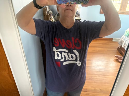Customer photo review of Cleveland Ohio Script - Ballpark Tshirt