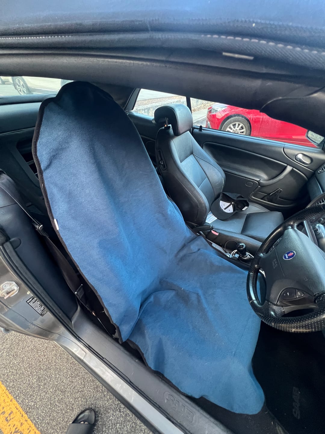 Customer photo review of Waterproof Car Seat Towel – Navy Blue | Towel Society