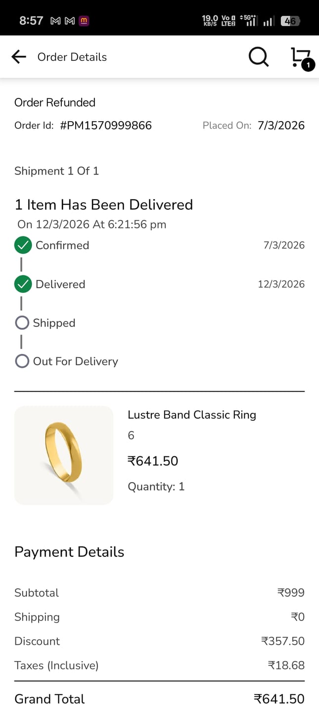 Customer photo review of Lustre Band Classic Ring