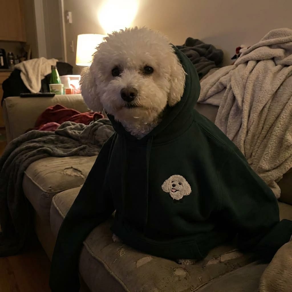 Customer photo review of Custom Full-Color Embroidered Pet Portrait Hoodie