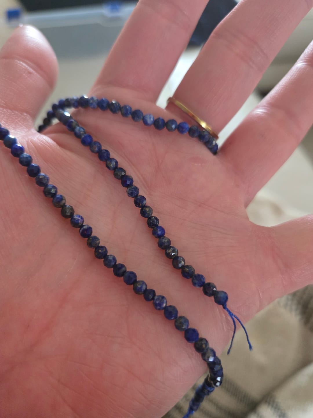 Customer photo review of Lapis Lazuli,3mm Natural Gemstone Faceted Rondelle, One full strand, about 120beads,16", 0.6mm hole