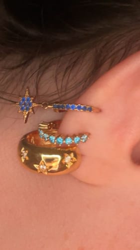 Customer photo review of Cosima Star Huggie Earrings