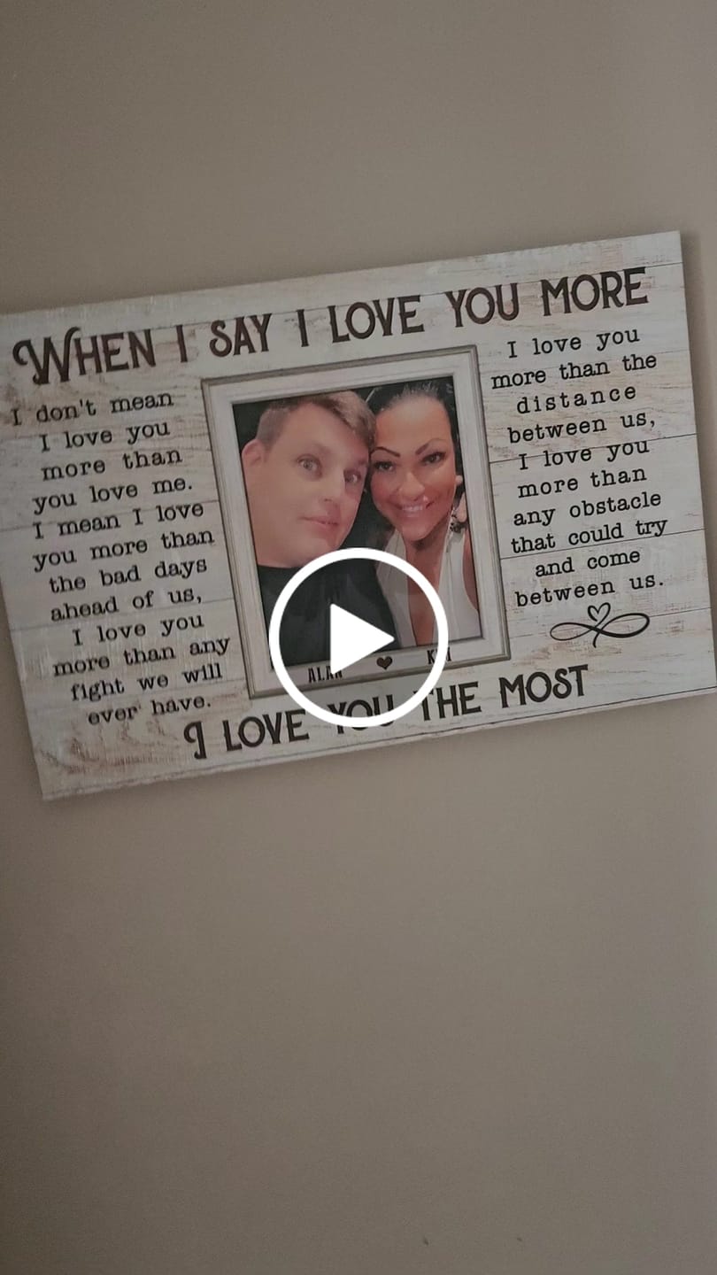 Customer video review of Personalized Canvas Prints, Custom Photos, Loving Gift For Couple, Couple Gift, Anniversary Gift, When I Say I Love You More Dem Canvas