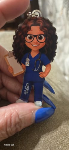 Customer photo review of Things My Patients Said So I'll Never Forget, Medical Symbols And Nurse Cartoon-Personalized Keychain, Gift For Nurses