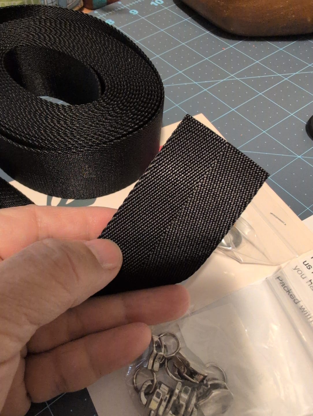 Customer photo review of Black - Nylon Herringbone Webbing