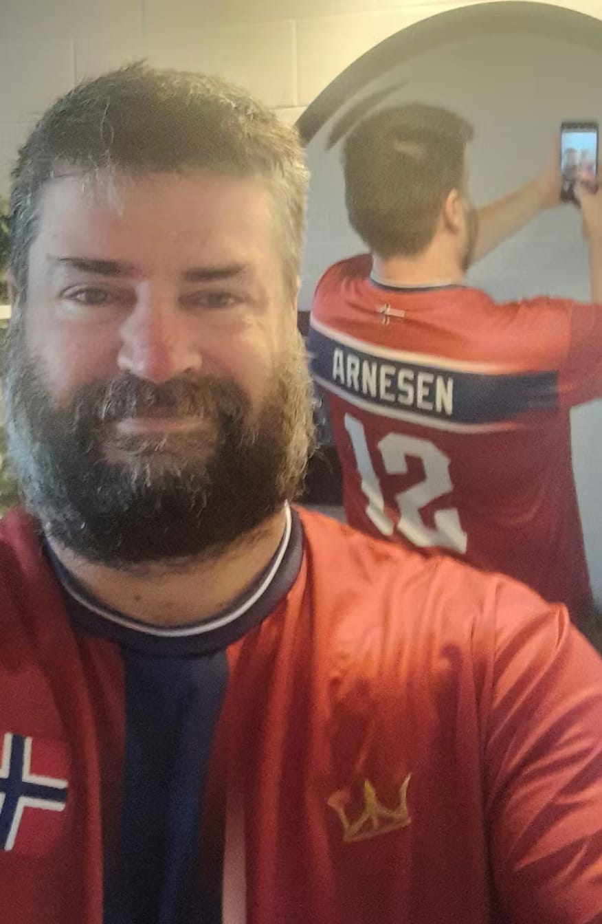 Customer photo review of Norway Heritage Custom Football Jersey