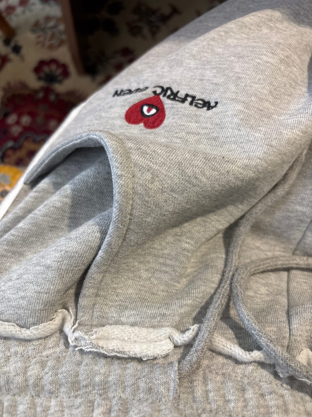 Customer photo review of Aelfric Eden Boxy fit 77 Stripe Zip Hoodie – Acid Wash