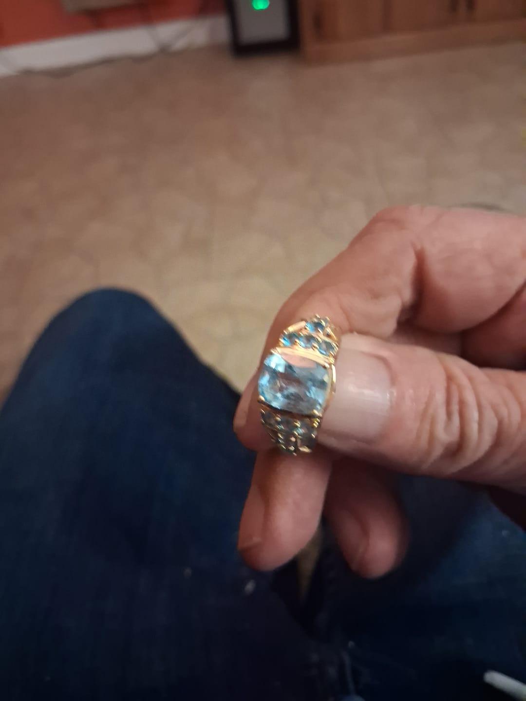 Customer photo review of Mediterranean Blue Topaz Ring