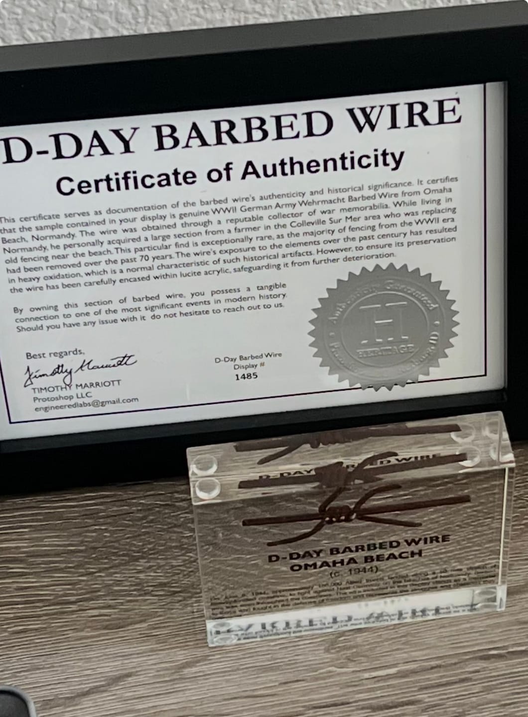 Customer photo review of D-Day Barbed Wire Artifact Display
