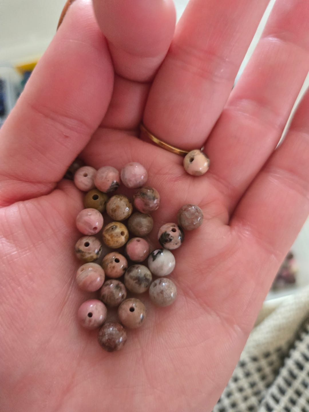 Customer photo review of Rhodonite,6mm Natural Round Gemstone,  One full strand ,15", about 65 beads, 1mm hole