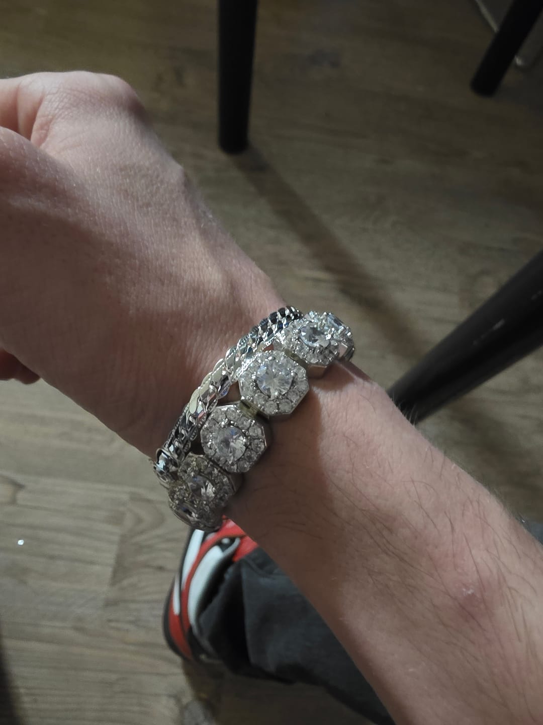 Customer photo review of 10mm Moissanite Clustered Tennis Bracelet - Silver - D Colour - VVS1