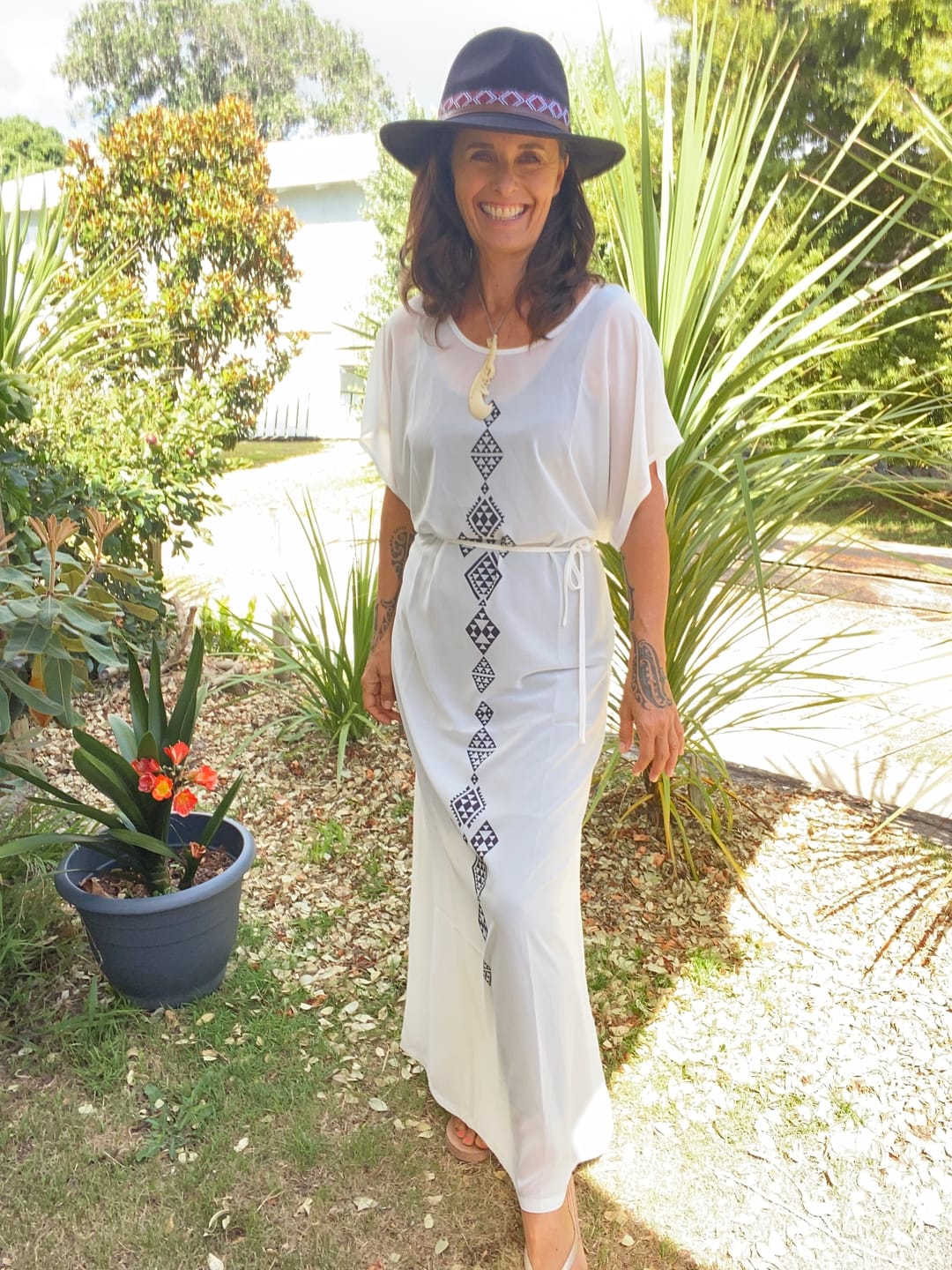 Customer photo review of Taniko Roa Chiffon Dress - White
