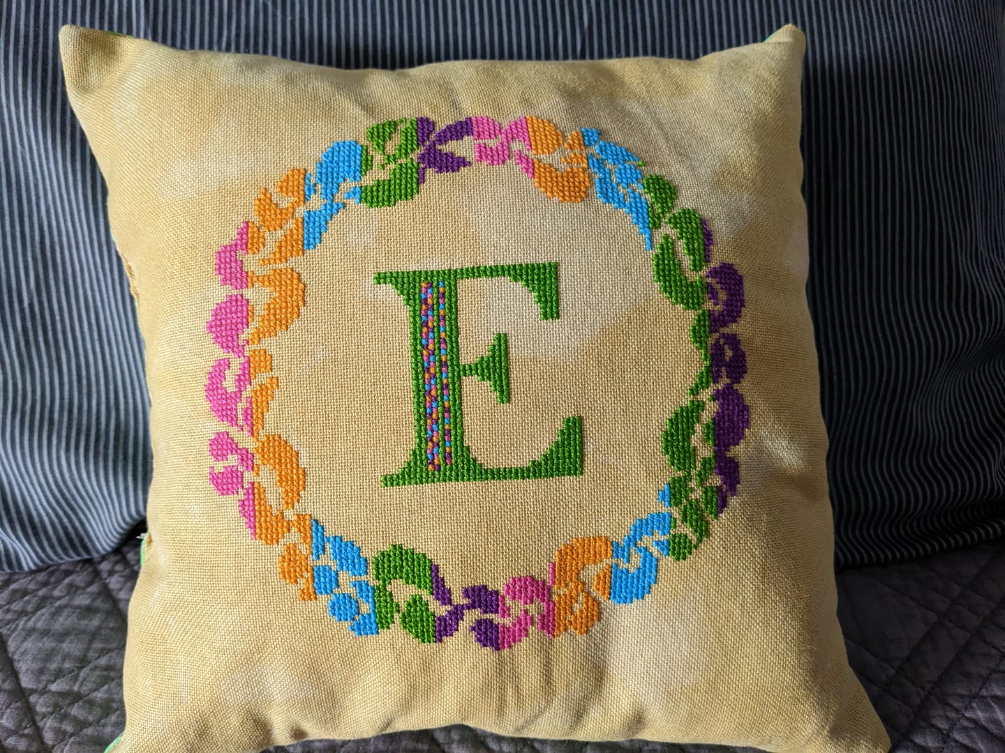 Customer photo review of Grace Wreath Monogram - Cross Stitch Kit or Pattern
