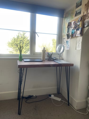 Customer photo review of Minimalist Chunky Rustic Hairpin Desk