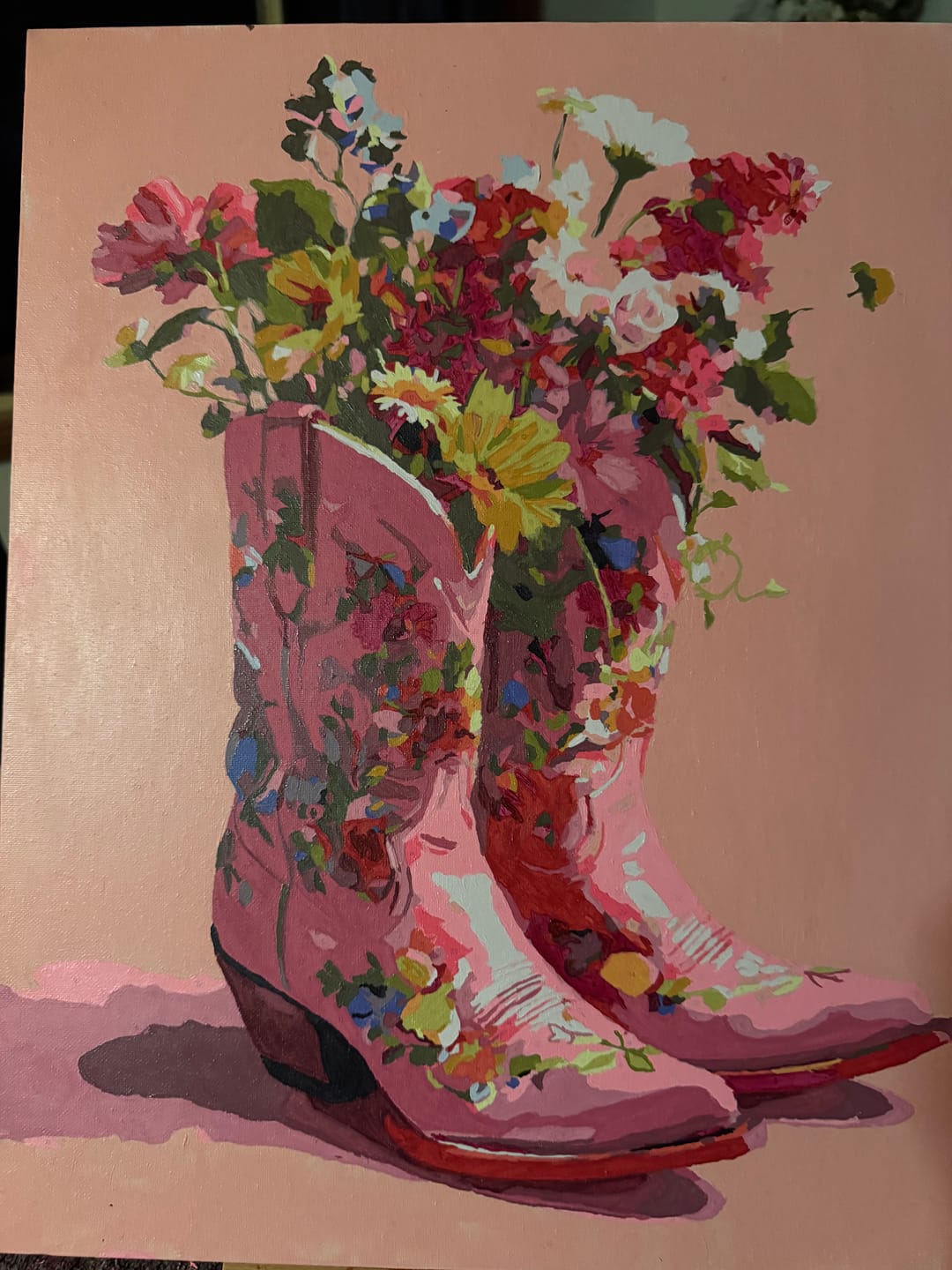 Customer photo review of Cowboy Floral boots | Paint by Number