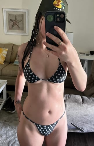 Customer photo review of 008 Micro Bikini Top - Black Polka Dot