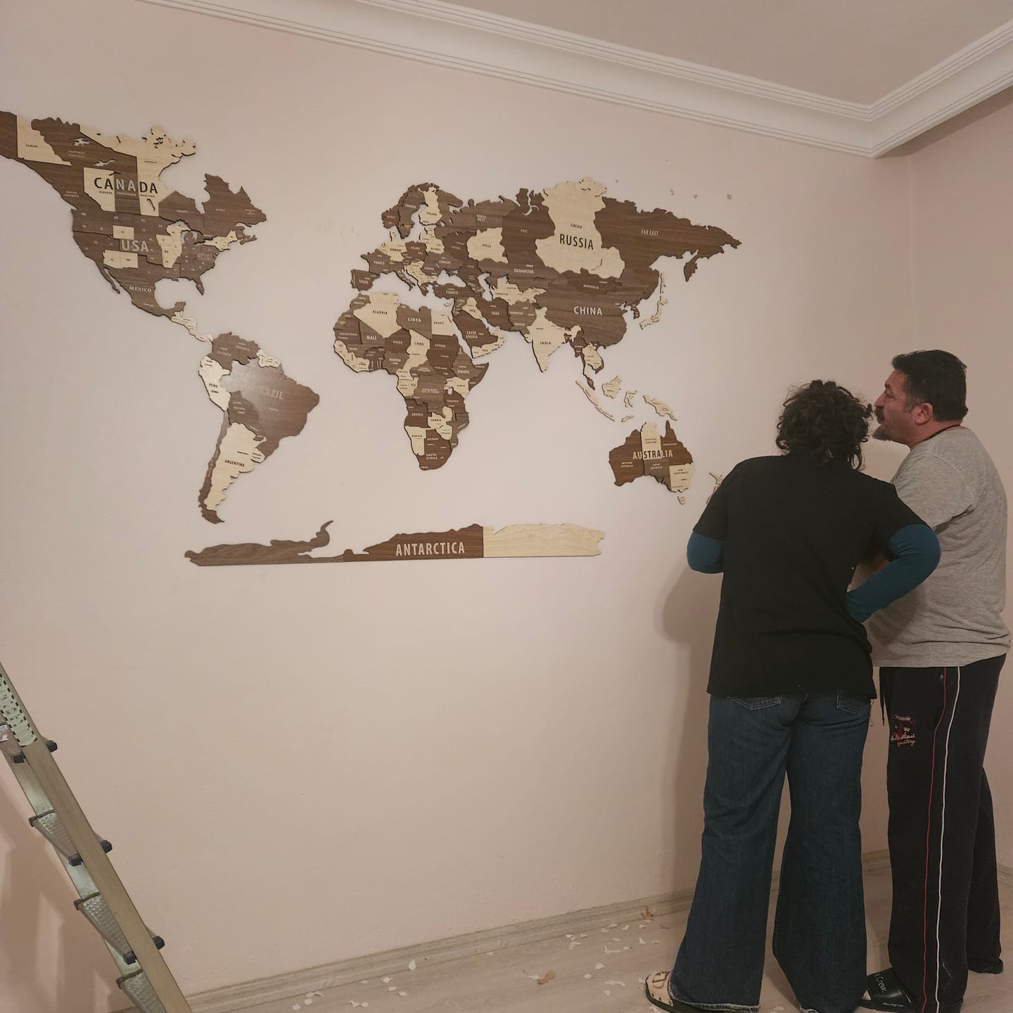 Customer photo review of Ahşap Dünya Haritası - Çok Katmanlı 3D Ahşap Duvar Dekoru (Mixed)