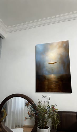 Customer photo review of Solitude Voyage - Calming Abstract Minimalist Oil Painting for Modern Interiors