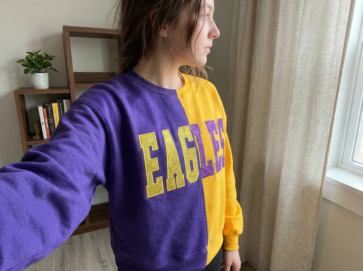 Customer photo review of Custom Glitter Embroidered Two Tone Sweatshirt
