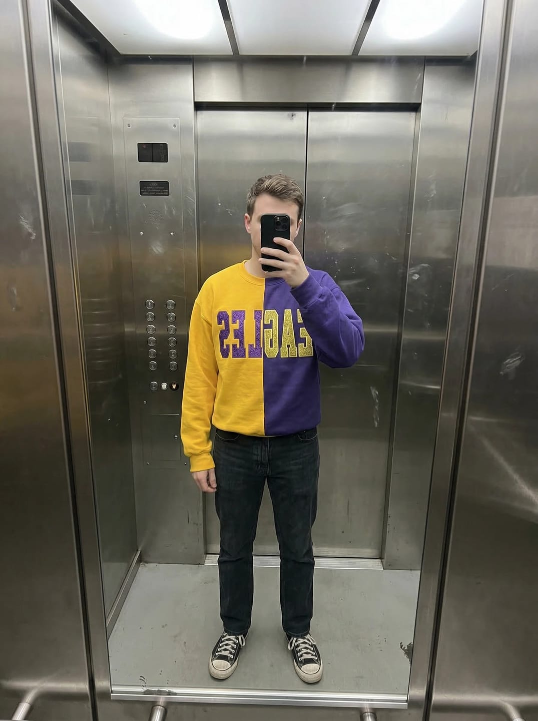 Customer photo review of Custom Glitter Embroidered Two Tone Sweatshirt