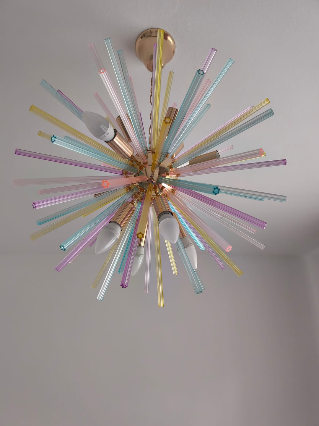 Customer photo review of 12-Light Modern Rainbow Color Starburst Sputnik Chandelier
