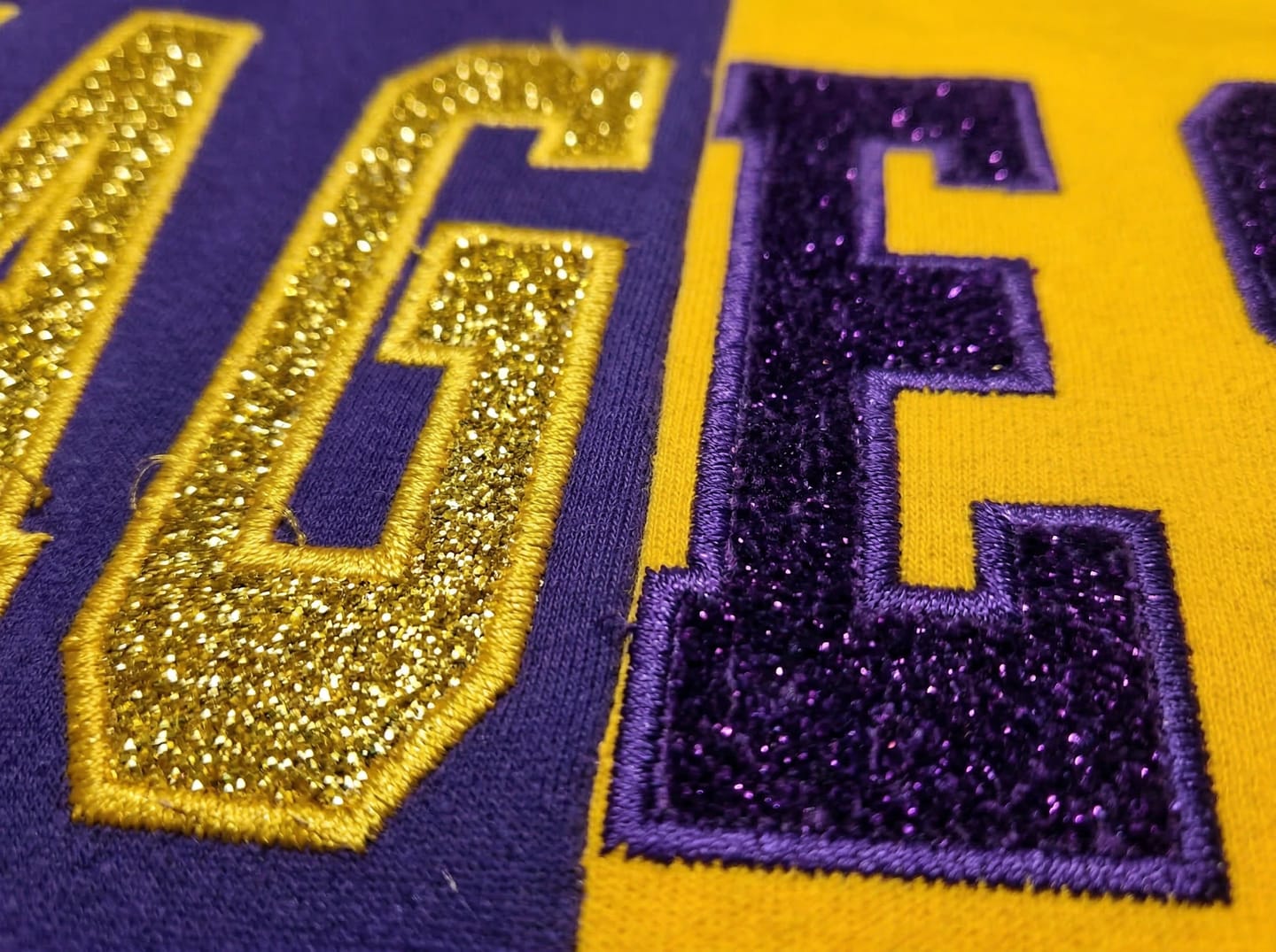 Customer photo review of Custom Glitter Embroidered Two Tone Sweatshirt