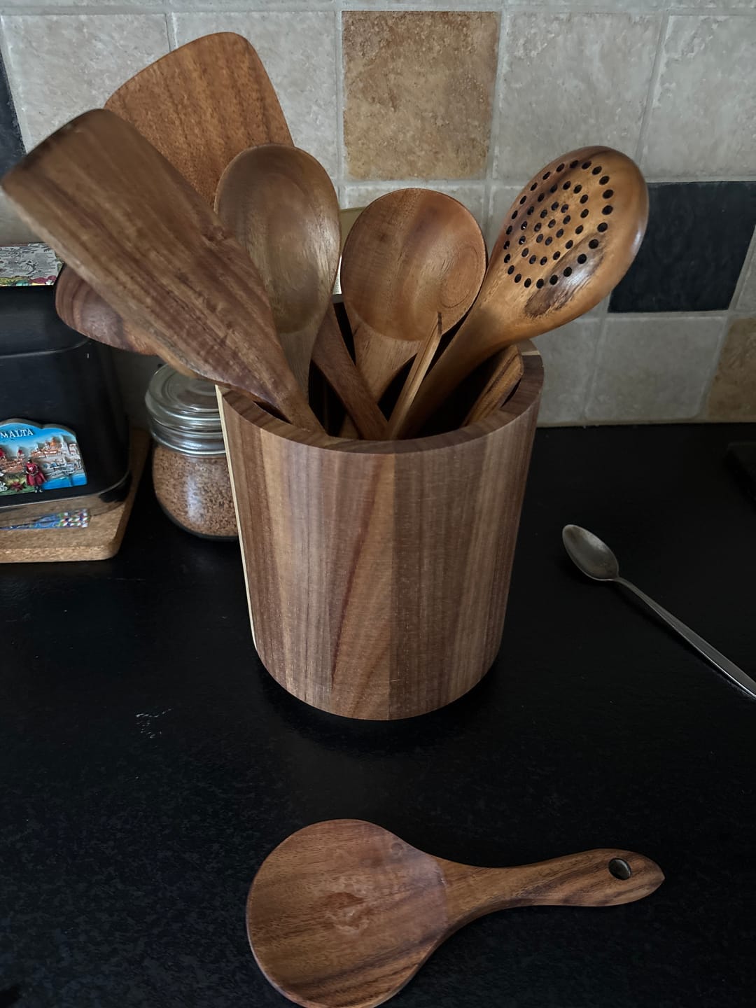 Customer photo review of Teak Wooden Utensil Set