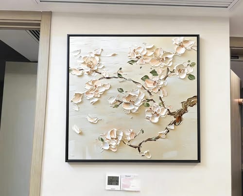 Customer photo review of Blossom Grace-Handcrafted Textured Floral Painting for Elegant Home Decor