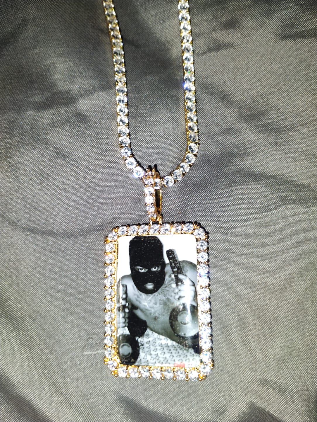 Customer photo review of 3D Custom Picture Rectangular Ice Pendant With Engraving