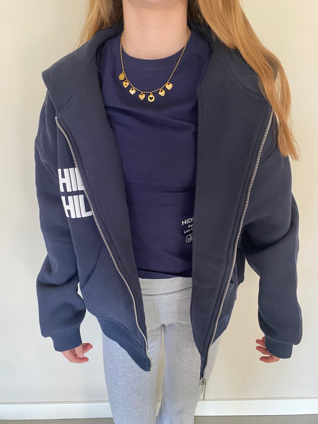 Customer photo review of GATED COMMUNITY ZIP HOODIE NAVY