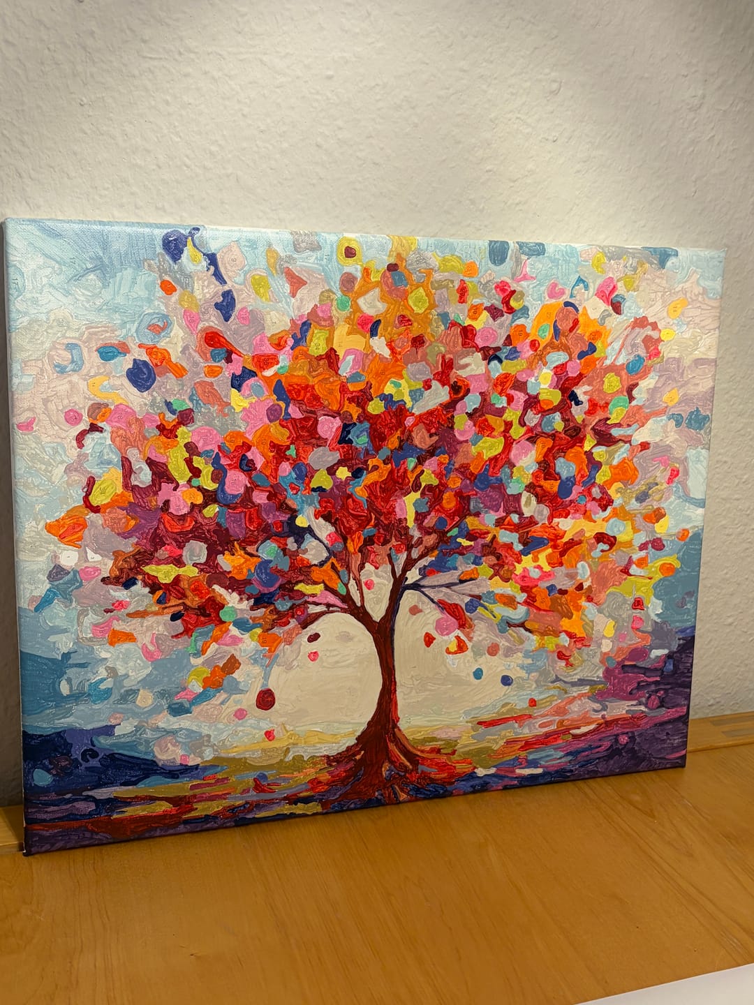 Customer photo review of Malen nach Zahlen - Lebensbaum der Farbenfreude, abstrakt