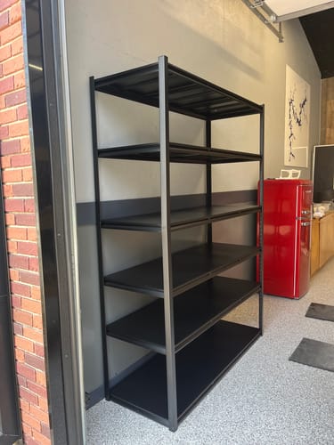 Customer photo review of REIBII 60"W x 84"H Heavy Duty Industrial Shelving,6-tier Adjustable Metal Storage Shelves for Garage,Warehouse, Basement