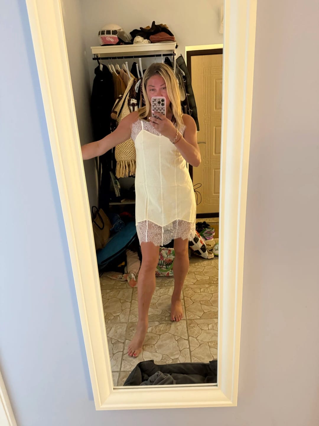 Customer photo review of Linda Lace Spaghetti Strap Mini Dress