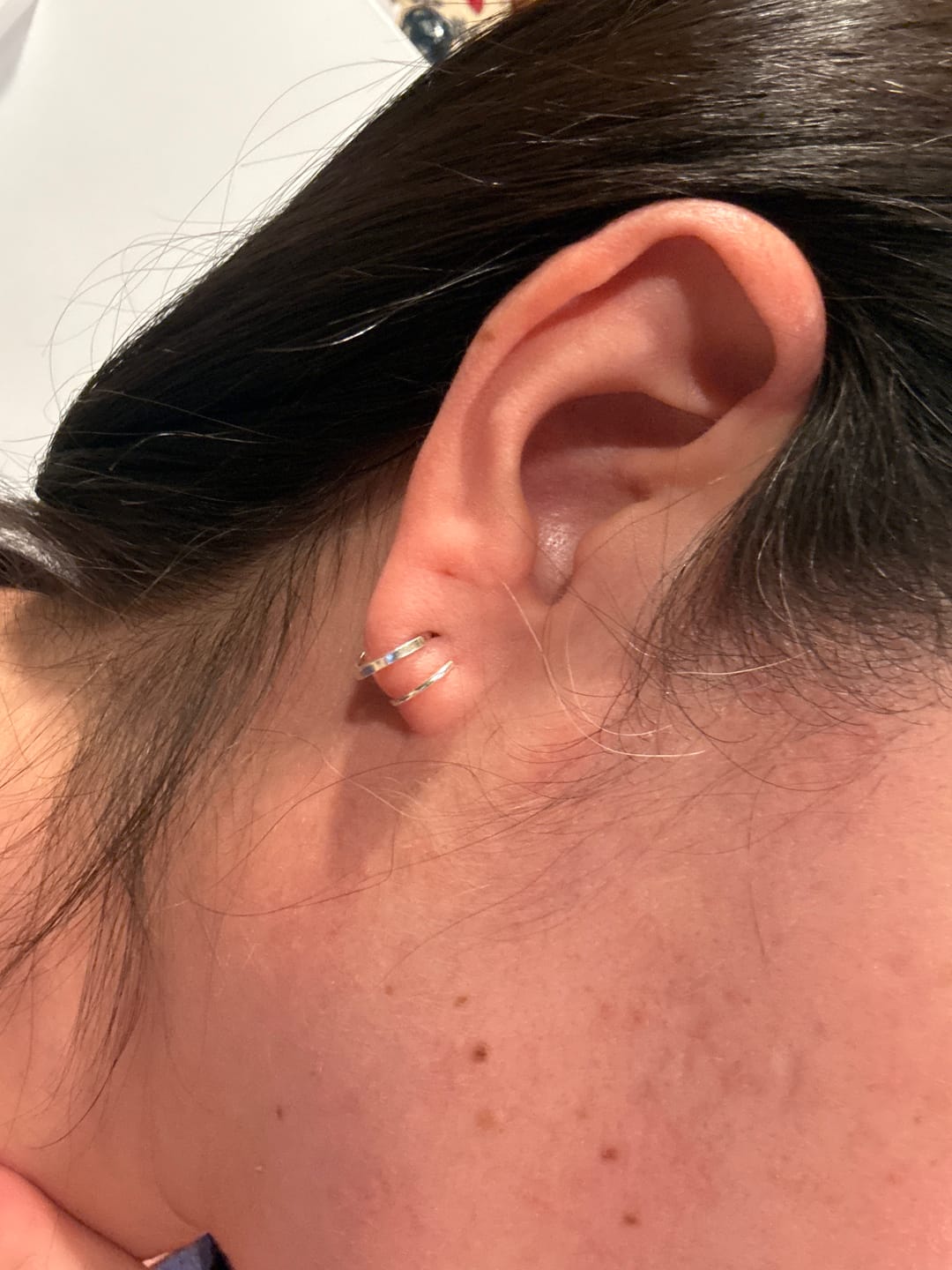 Customer photo review of Square Nautilus Hoops - Silver