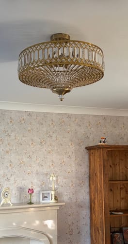 Customer photo review of Carved Crystal Drum Semi Flush Mount