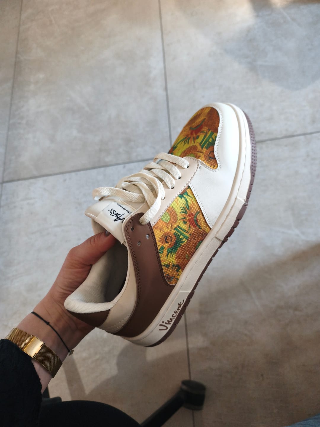 Customer photo review of Van Gogh Sunflowers inspired sneakers