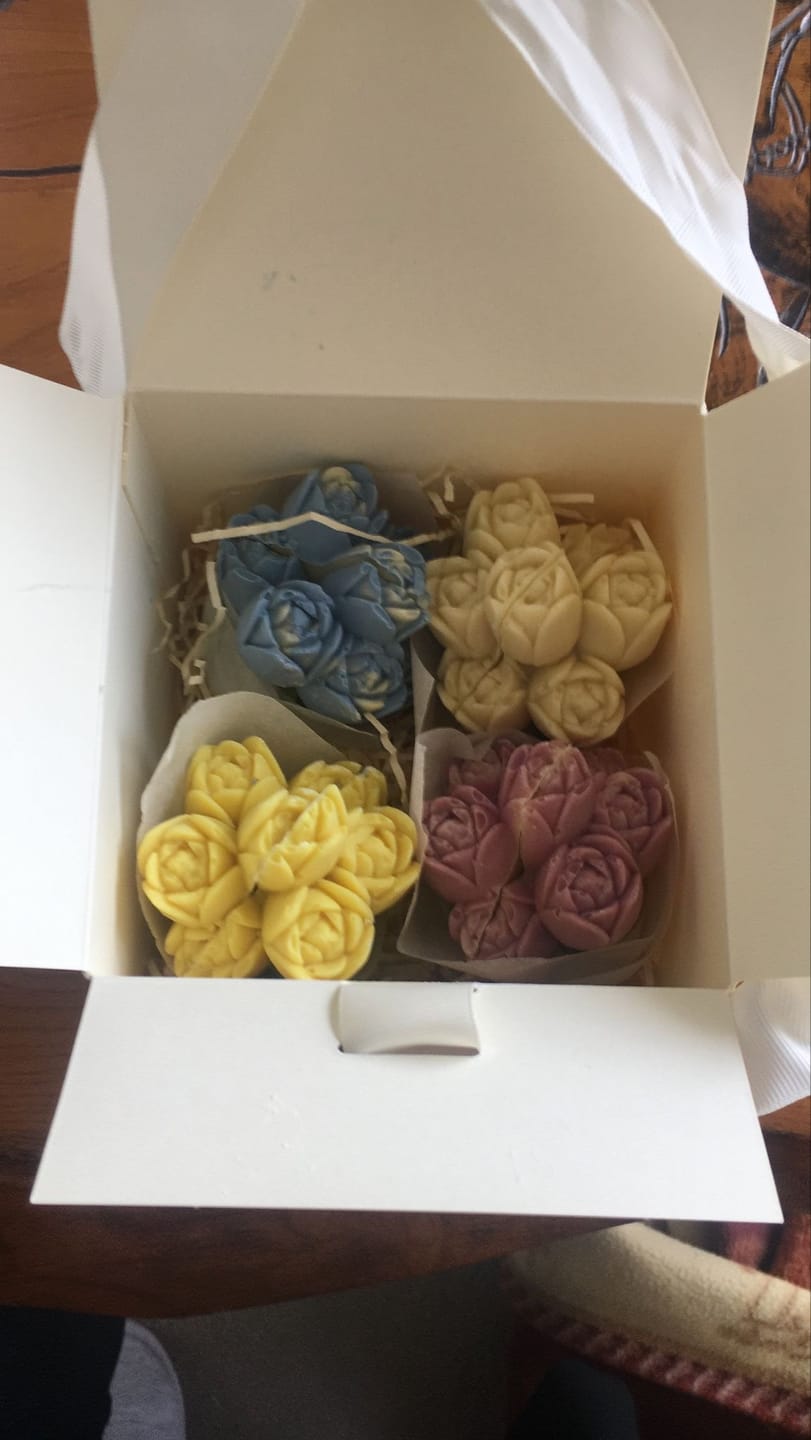 Customer photo review of Four Bunches of Chocolate Tulips