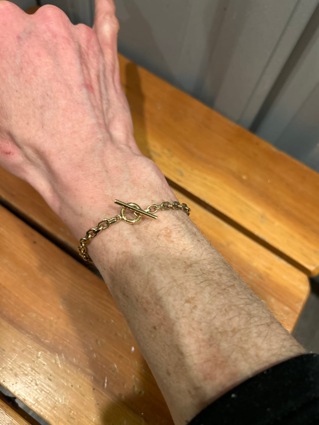 Customer photo review of Cuban T Bar Bracelet