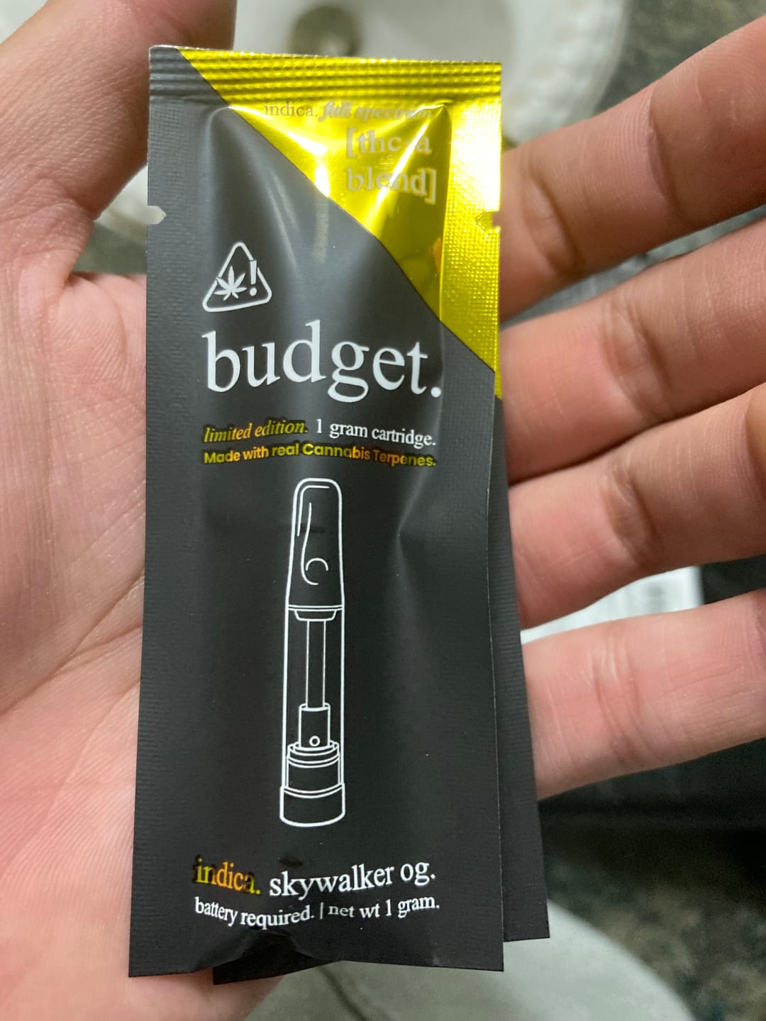 Customer photo review of 1 Gram THCA Full Spectrum Vape Cartridge | Skywalker OG - Indica