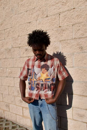 Customer photo review of L.A. Grunge Cracked Cherub Shirt-427