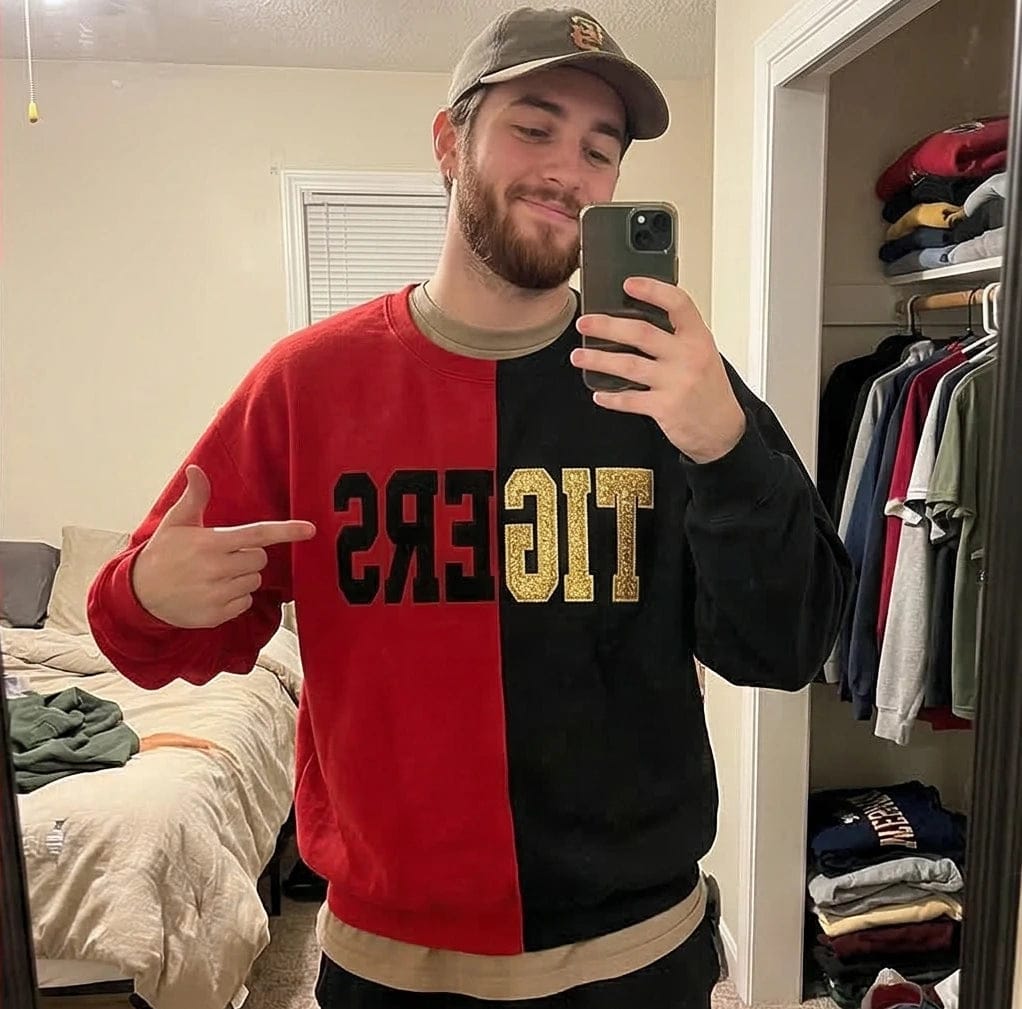 Customer photo review of Custom Glitter Embroidered Two Tone Sweatshirt