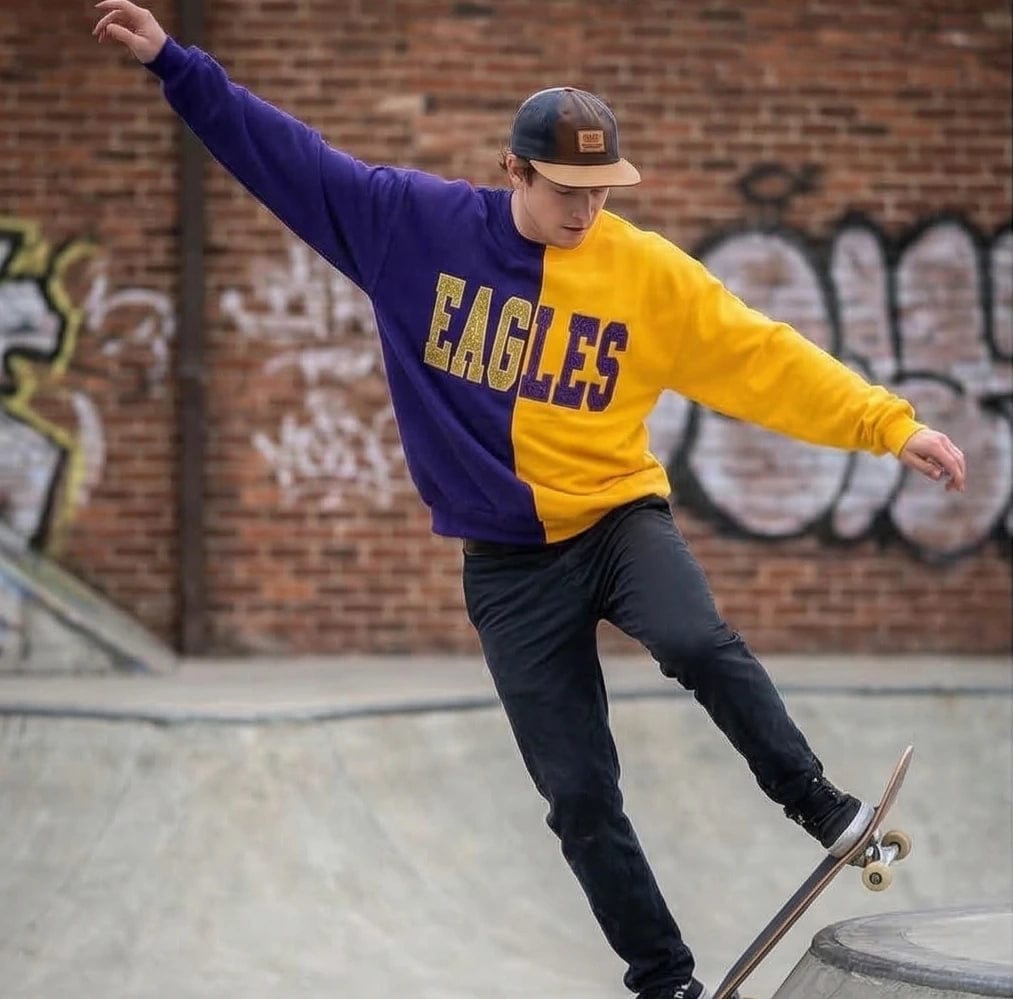 Customer photo review of Custom Glitter Embroidered Two Tone Sweatshirt