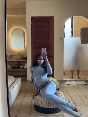 Customer photo review of Seamless Logo Turtleneck (Grey)