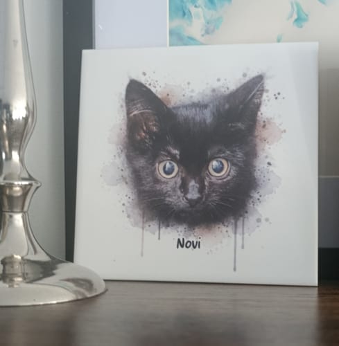 Customer photo review of Aquarel Portret op Tegel – Gepersonaliseerd Cadeau