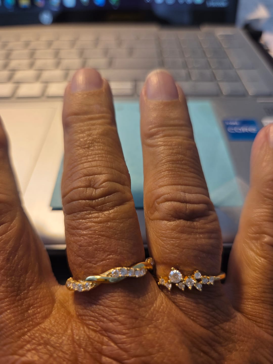 Customer photo review of Moissanite Floating Cluster Ring
