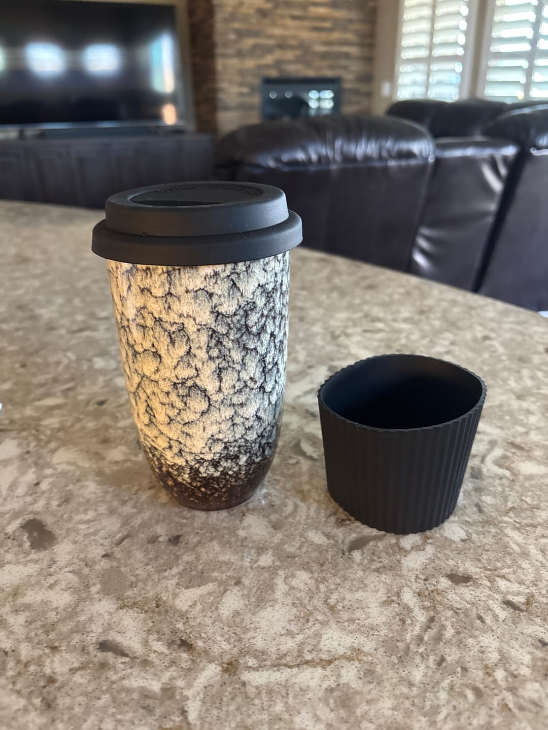 Customer photo review of Vintage Rustic Marble Ceramic Travel Cup