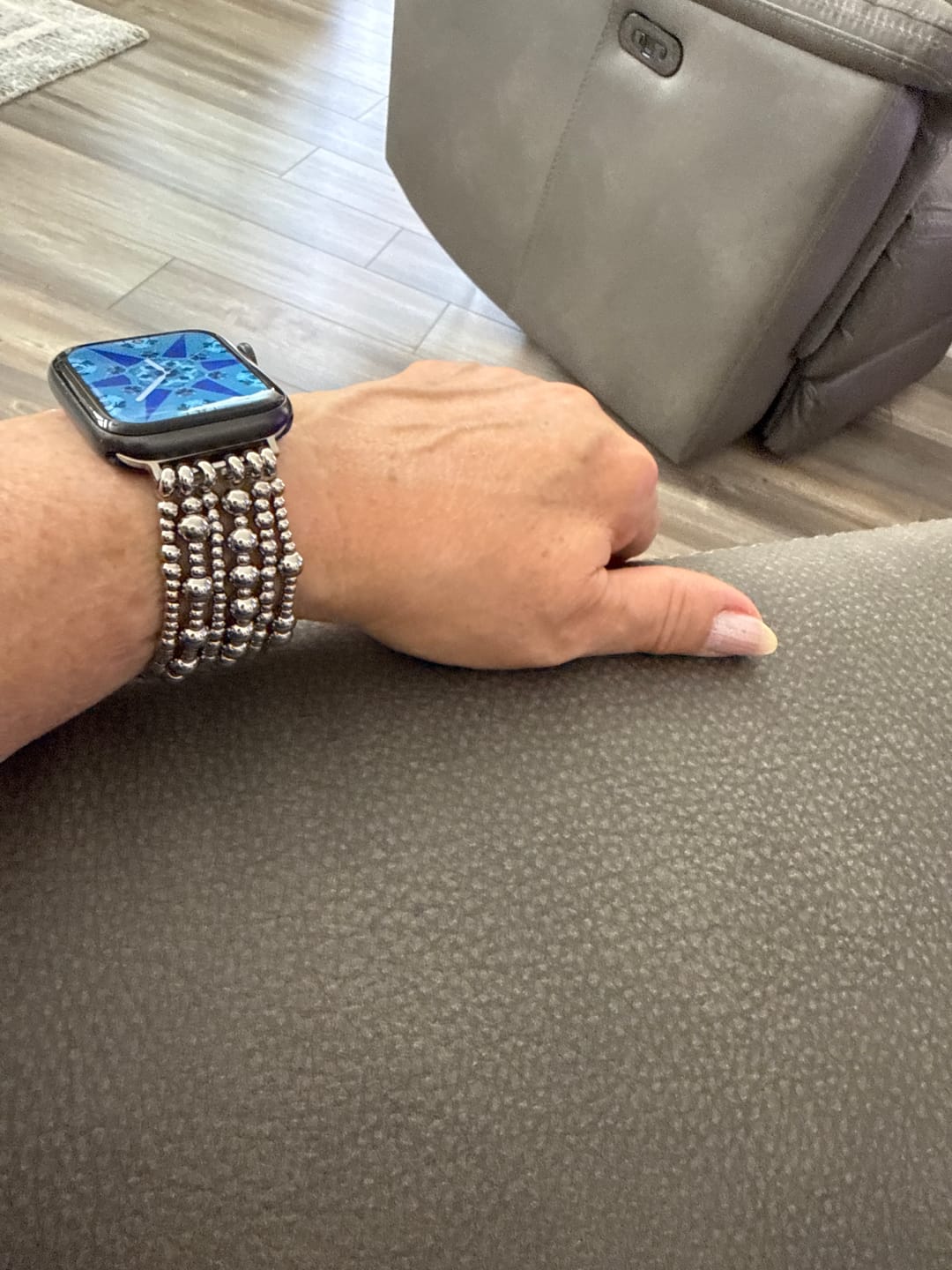 Customer photo review of Seaside Dreams Stretch Apple Watch Strap